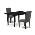 HomeStock 3-Piece Black Finish Rectangular Solid Wood Top with Butterfly Leaf Dining Table Set
