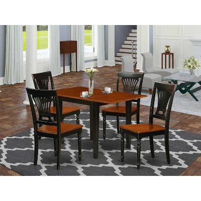 5-Piece Black and Cherry Finish Solid Wood Top - Rectangular Dining Room Set (Seats- 4)
