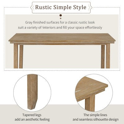 Farmhouse Kitchen Dining Table Set for 6, Wood Rectangle Table and 4 Upholstered Chairs & Bench