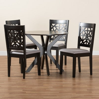 Baxton Studio Karel Modern Fabric and Wood Dining Set