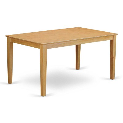 HomeStock 7-Piece Rectangle Natural Oak Finish Solid Wood Top Dining Table with 6 Parson-Chairs