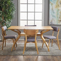 GDFStudio Megann Mid-Century Modern Wood Fabric Upholstered 5 Piece Dining Set