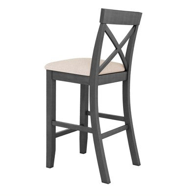 3-Piece Farmhouse Bar Height Dining Table Set Kitchen Breakfast Nook Counter Height Dining Set Small Dinette with 2 Cushioned Chairs-HABITRIO