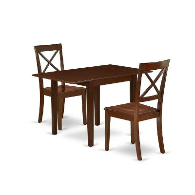 HomeStock 3-Piece Mahogany Finish Solid Wood Top Dining Table Set