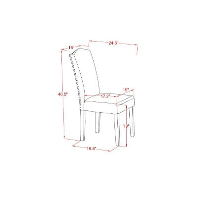 HomeStock Belmont 5Pc Rectangle 42/60 Inch Kitchen Table With 18 In Self Storing Butterfly Leaf And Four Parson Chair With Black Leg
