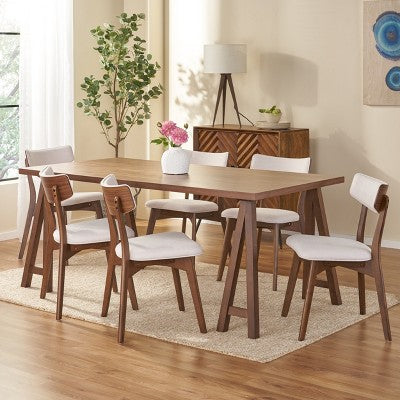 Christopher Knight Home Chazz Mid Century Modern Fabric Upholstered 7 Piece Dining Set