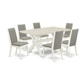 HomeStock 7-Piece Natural Oak Finish Solid Wood Top Dining Table with 6-Chairs