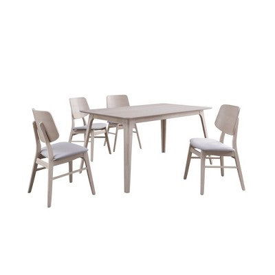 New Classic Furniture,Oscar 5-Piece Wood Dining Set, White Ash