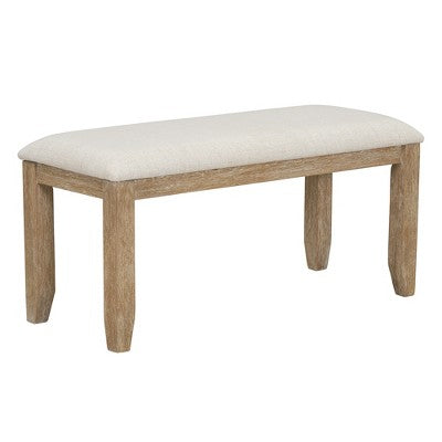 Farmhouse Kitchen Dining Table Set for 6, Wood Rectangle Table and 4 Upholstered Chairs & Bench