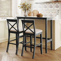 3-Piece Farmhouse Bar Height Dining Table Set Kitchen Breakfast Nook Counter Height Dining Set Small Dinette with 2 Cushioned Chairs-HABITRIO