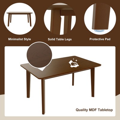 5-Piece Rustic Dining Set with Wood Table and 4 Upholstered Chairs in Espresso