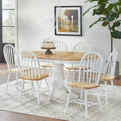 Buylateral 7pc Lancaster Farmhouse Solid Wood Extendable Dining Table Set