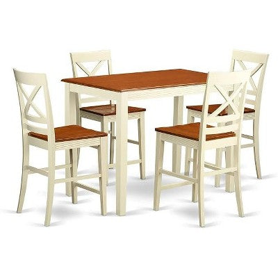 Rubber Wood Counter Height Dining Set Transitional Style 135