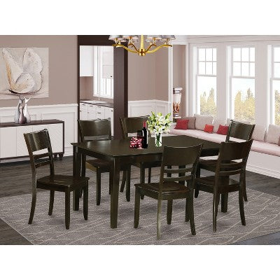 HomeStock Belmont Dining Room Set-Kitchen Table And Dining Chairs, Cappuccino