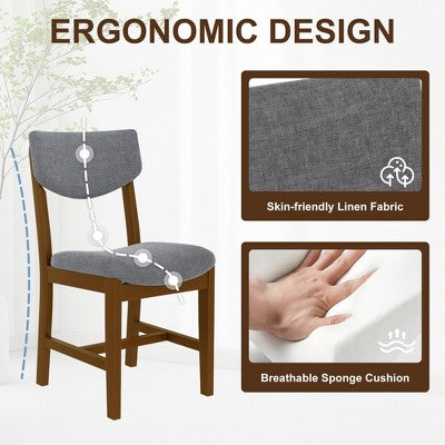 5-Piece Rustic Dining Set with Wood Table and 4 Upholstered Chairs in Espresso