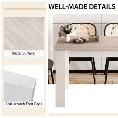 Costway 5 PCS Dining Set Modern Rectangle Table & 4 Rubber Wood Chairs Kitchen Breakfast