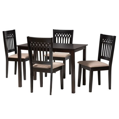 Baxton Studio Genesis Modern Fabric Wood Dining Set