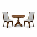 3-Piece Acacia Walnut Finish Solid Wood Top - Dining Room Set with High Back - Seats 4