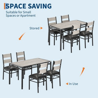 Dining Table Set for 4, Dining Room Table Set, Wood Kitchen Table and Chairs Set of 4 with Upholstered Chairs for, Kitchen Room, Apartment