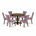 HomeStock 3-Piece Distressed Jacobean Finish Solid Wood Top Dining Table with 2 Chairs