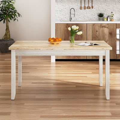 VECELO 6-Piece Wooden Dining Table Set, Dining Table with 4 Armless Upholstered Dining Chairs & Bench for Kitchen, Rubber Wood Legs, Gray