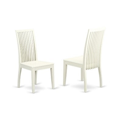HomeStock 3-Pc Linen White Finish Solid Wood Top - Round Dining Room Set - Seats-4