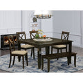 HomeStock Belmont Dining Room Set-Dining Table With Leaf And Kitchen Chairs, Cappuccino