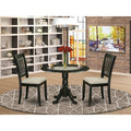 HomeStock Round Dropleaf Dining Set Black Linen Fabric Chairs