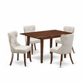 5-Piece Mahogany Finish Solid Wood Top - Rectangular Dining Room Set Seats-4