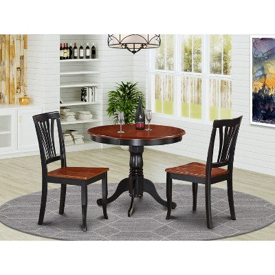 HomeStock Belmont Kitchen Dining Set-Small Kitchen Table And 2 Kitchen Chairs, Black & Cherry
