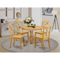 HomeStock Belmont 5 Pc Kitchen table set with a Dining Table and 4 Wood Seat Chairs in Oak