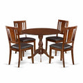 HomeStock 5-Piece Mahogany Finish Solid Wood Top Dining table with 4-Chairs with Drop Leaf Lattice Back
