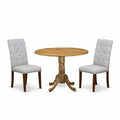 HomeStock 3-Pc Natural Oil Finish Solid Wood Top - Round Dining Room Set - Seats 4