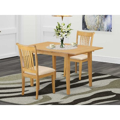Dinette Table Set 3 Piece - Kitchen Table with Chairs, Small Space Dining Set, Oak Finish