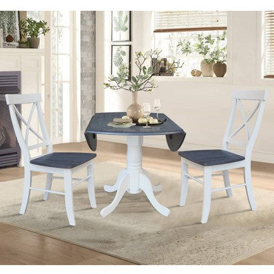 42 Mase Dual Drop Leaf Table with 2 X Back Chairs - International Concepts