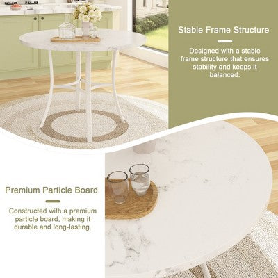 VECELO 5-Piece Dining Table Set for 4, Faux Marble Dinette with 4 Chairs for Kitchen, Small Space, Black/White