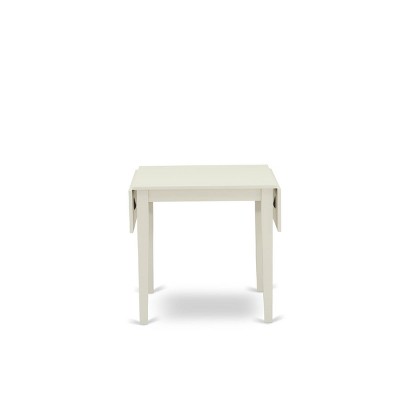 HomeStock Belmont Dining Set 5 Pc - 4 Chairs For Dining Room and a wood dining table - Linen White Finish Solid wood - Baby Blue Color Linen Fabric