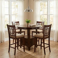 GDFStudio Hudson Contemporary 5-Piece Wood Counter Height Round Dining Table with Leaf and 4 Upholstered Chairs