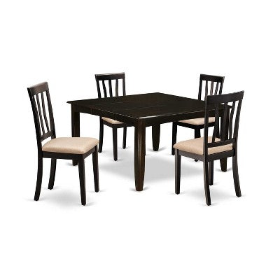 Dining Table Set - 54 Inch Kitchen Table with 8 Chairs - Cappuccino Finish - Modern Design