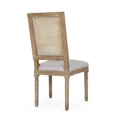 Christopher Knight Home Pampas French Country Fabric Upholstered Wood and Cane 7 Piece Expandable Dining Set