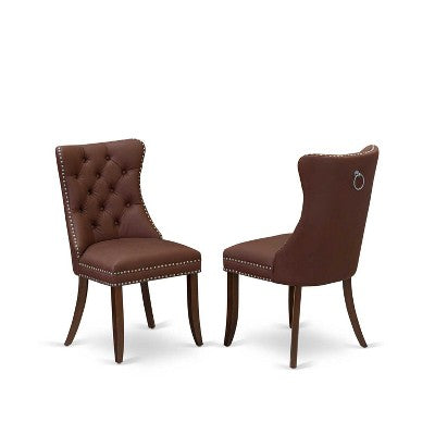 5-Piece Mahogany Finish Solid Wood Top-Rectangular Upholstered Dining Room Set- Seats-4