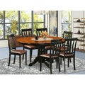 HomeStock Belmont 7 Piece, Pedestal Table Base, Oval Dining set, with Armless Chair, Black