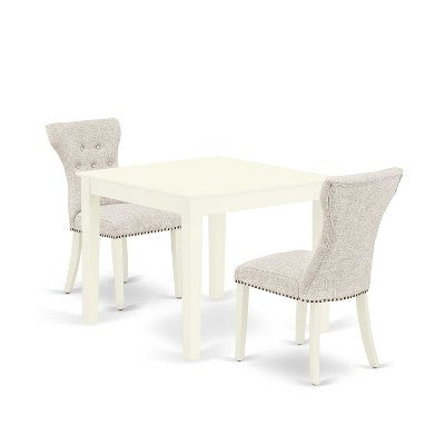 Modern 3-Piece Kitchen Dining Set - Table & 2 Parsons Chairs - Linen White Finish