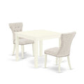 Modern 3-Piece Kitchen Dining Set - Table & 2 Parsons Chairs - Linen White Finish