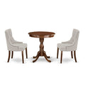 3-Piece Mahogany Finish Solid Wood Top - Dining Room Set - Seats 4