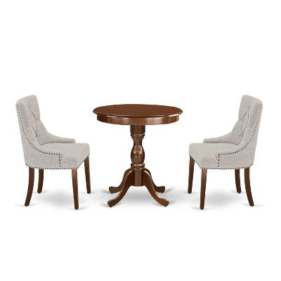3-Piece Mahogany Finish Solid Wood Top - Dining Room Set - Seats 4