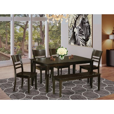 Victorian Dining Set - 6 Piece Kitchen Table & Chair Set - 36x60 Inch Rectangle Table