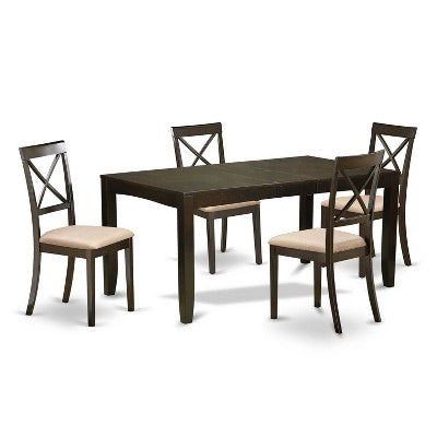 HomeStock 5-Pc Cappuccino Solid Wood Top - Dining Room Set - Seats 4
