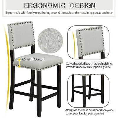 GDFStudio Mark 5 Piece Counter Height Dining Set with Elegant Table and Upholstered Chairs