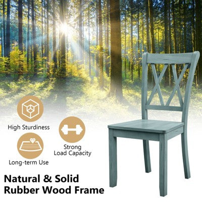 Costway 5 PCS Dining Set Modern Rectangle Table & 4 Rubber Wood Chairs Kitchen Breakfast